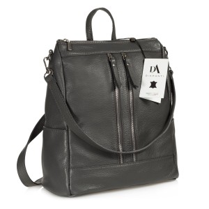 Rucsac tip geanta de dama, din piele naturala, DiAmanti Cerullo Grigio Scuro
